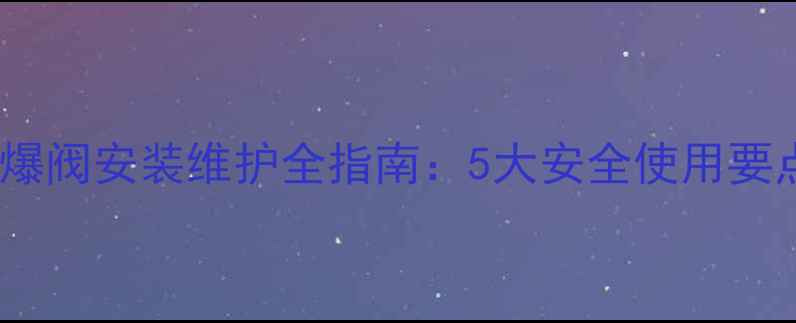 暖气炉专用坡式防爆阀安装维护全指南5大安全使用要点与常见故障处理