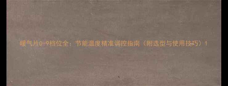 暖气片0-9档位全节能温度精准调控指南附选型与使用技巧