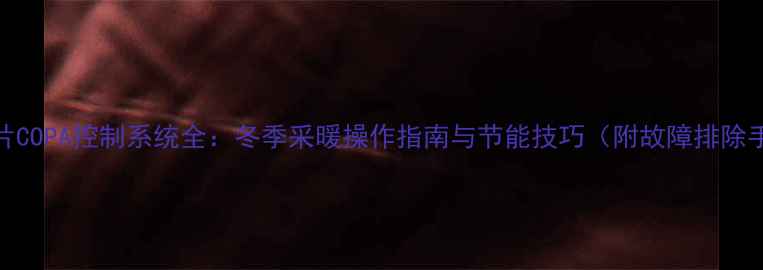图片 暖气片COPA控制系统全：冬季采暖操作指南与节能技巧（附故障排除手册）