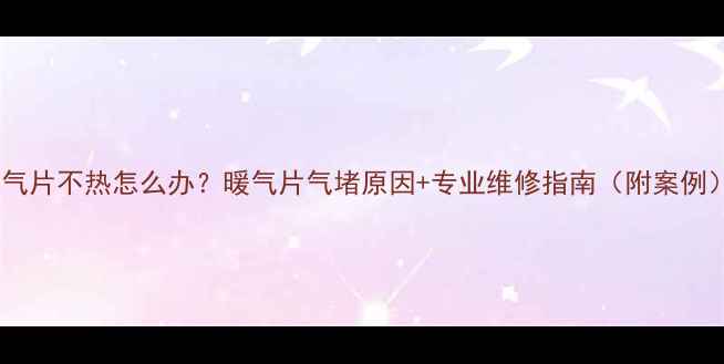 图片 暖气片不热怎么办？暖气片气堵原因+专业维修指南（附案例）2