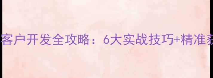 图片 暖气片业务员客户开发全攻略：6大实战技巧+精准获客渠道指南1