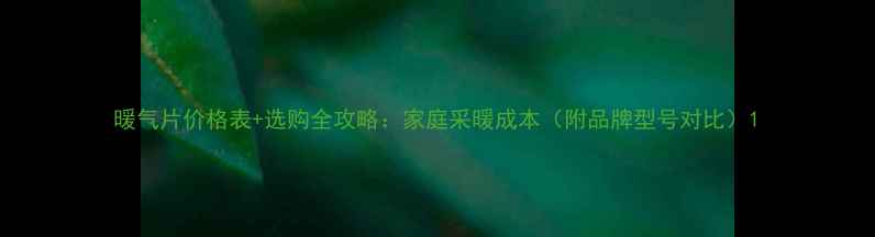 暖气片价格表选购全攻略家庭采暖成本附品牌型号对比