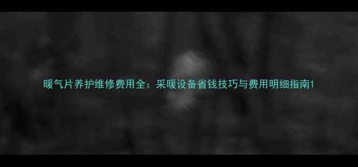 图片 暖气片养护维修费用全：采暖设备省钱技巧与费用明细指南1