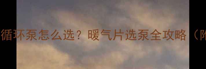 图片 暖气片加压与循环泵怎么选？暖气片选泵全攻略（附选购指南）1