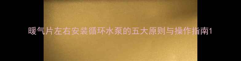 图片 暖气片左右安装循环水泵的五大原则与操作指南1