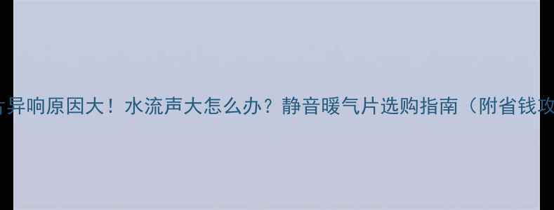图片 暖气片异响原因大！水流声大怎么办？静音暖气片选购指南（附省钱攻略）2