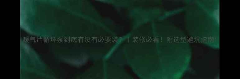 图片 暖气片循环泵到底有没有必要装？｜装修必看！附选型避坑指南1