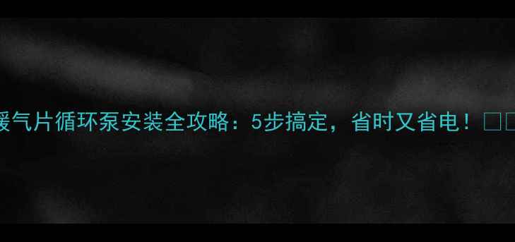 图片 暖气片循环泵安装全攻略：5步搞定，省时又省电！🔥✨
