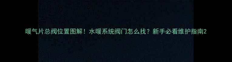 图片 暖气片总阀位置图解！水暖系统阀门怎么找？新手必看维护指南2