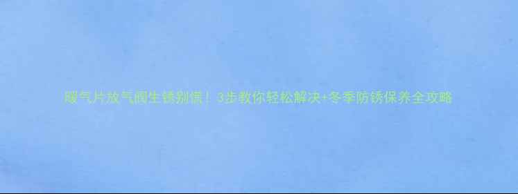 图片 暖气片放气阀生锈别慌！3步教你轻松解决+冬季防锈保养全攻略