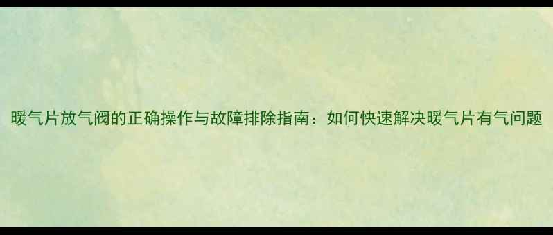 暖气片放气阀的正确操作与故障排除指南如何快速解决暖气片有气问题