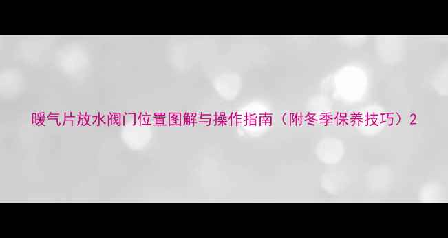 图片 暖气片放水阀门位置图解与操作指南（附冬季保养技巧）2