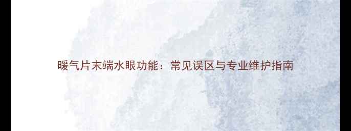 暖气片末端水眼功能常见误区与专业维护指南