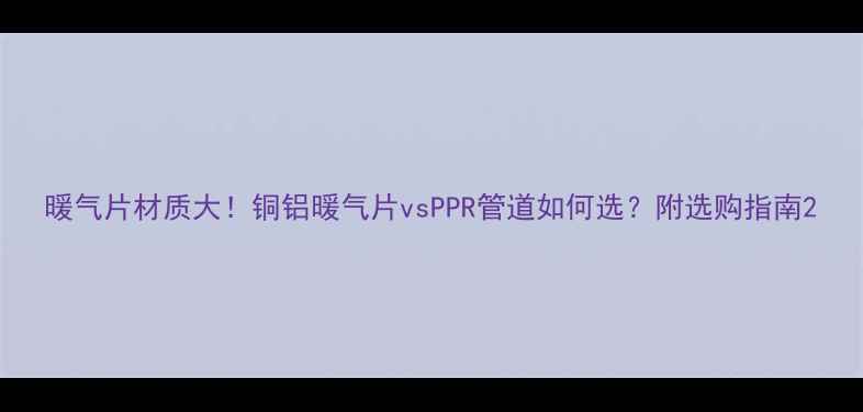 暖气片材质大铜铝暖气片vsPPR管道如何选附选购指南