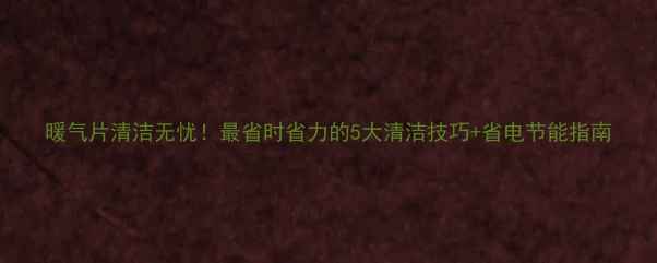 暖气片清洁无忧最省时省力的5大清洁技巧省电节能指南