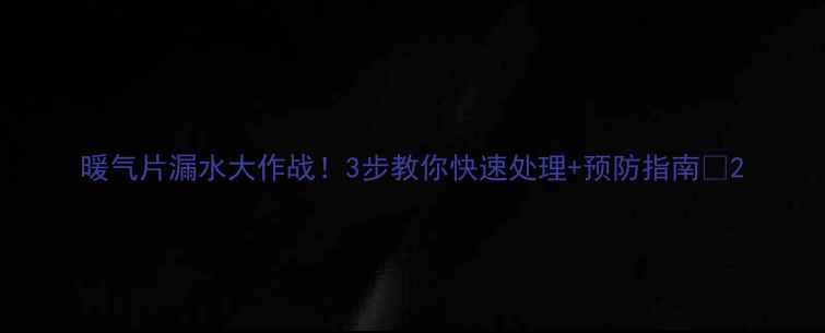 图片 暖气片漏水大作战！3步教你快速处理+预防指南💡2
