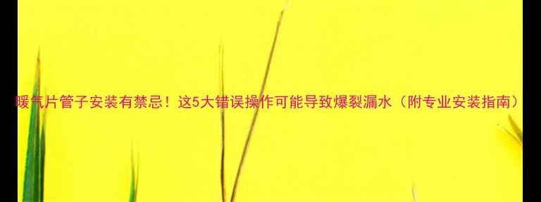 暖气片管子安装有禁忌这5大错误操作可能导致爆裂漏水附专业安装指南