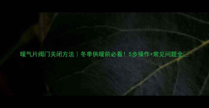 暖气片阀门关闭方法冬季供暖前必看5步操作常见问题全