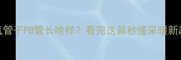 图片 暖气管子PB管长啥样？看完这篇秒懂采暖新趋势