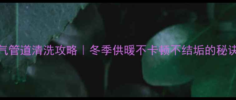 暖气管道清洗攻略冬季供暖不卡顿不结垢的秘诀