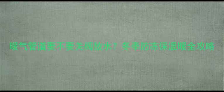 图片 暖气管道要不要关阀放水？冬季防冻保温暖全攻略