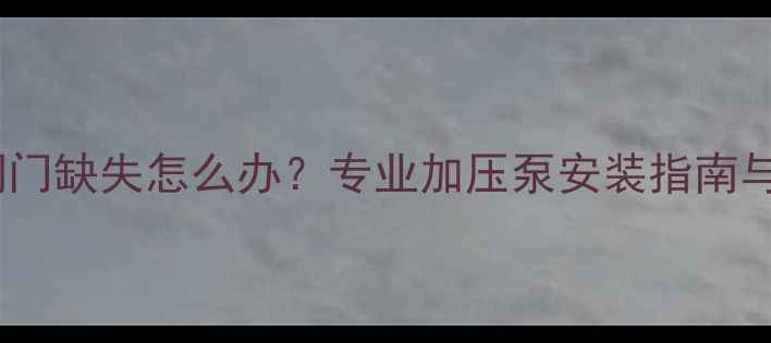 图片 暖气系统总阀门缺失怎么办？专业加压泵安装指南与故障排查全2