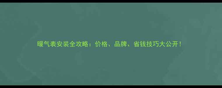图片 暖气表安装全攻略：价格、品牌、省钱技巧大公开！