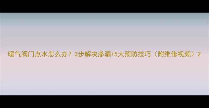 暖气阀门点水怎么办3步解决渗漏5大预防技巧附维修视频