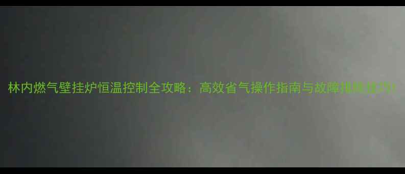林内燃气壁挂炉恒温控制全攻略高效省气操作指南与故障排除技巧