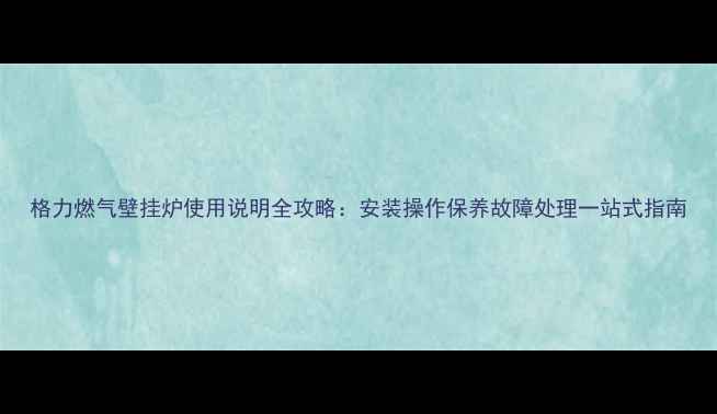 格力燃气壁挂炉使用说明全攻略安装操作保养故障处理一站式指南