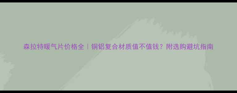 图片 森拉特暖气片价格全｜铜铝复合材质值不值钱？附选购避坑指南