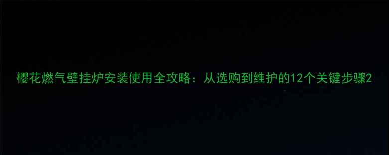 樱花燃气壁挂炉安装使用全攻略从选购到维护的12个关键步骤