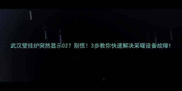 图片 武汉壁挂炉突然显示02？别慌！3步教你快速解决采暖设备故障1