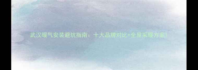 图片 武汉暖气安装避坑指南：十大品牌对比+全屋采暖方案1