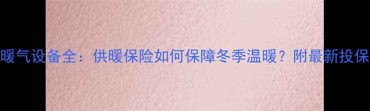 图片 沈阳暖气设备全：供暖保险如何保障冬季温暖？附最新投保指南