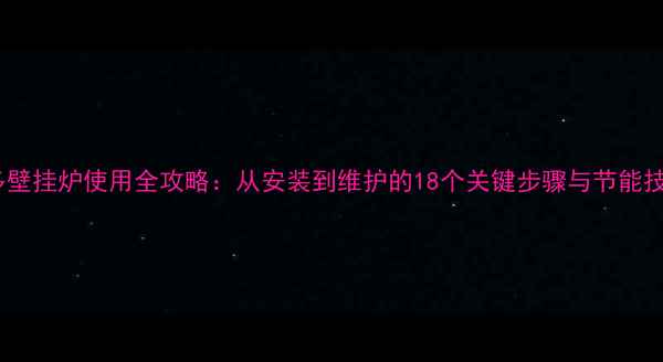 图片 海多壁挂炉使用全攻略：从安装到维护的18个关键步骤与节能技巧2