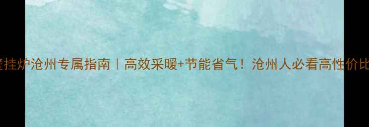 图片 海尔壁挂炉沧州专属指南｜高效采暖+节能省气！沧州人必看高性价比选择1