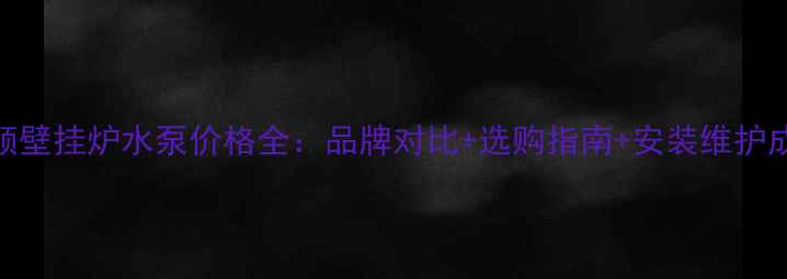 图片 海顿壁挂炉水泵价格全：品牌对比+选购指南+安装维护成本