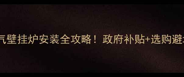 涞水县煤改气壁挂炉安装全攻略政府补贴选购避坑指南