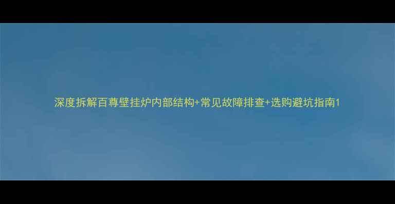 图片 深度拆解百尊壁挂炉内部结构+常见故障排查+选购避坑指南1