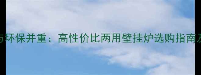 图片 热效率与环保并重：高性价比两用壁挂炉选购指南及使用全