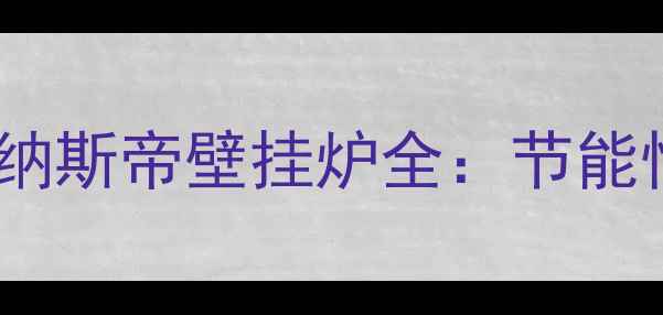图片 焉耆地区高效采暖首选！戴纳斯帝壁挂炉全：节能性能、安装优势与用户口碑2