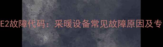 图片 燃气壁挂炉E2故障代码：采暖设备常见故障原因及专业维修指南