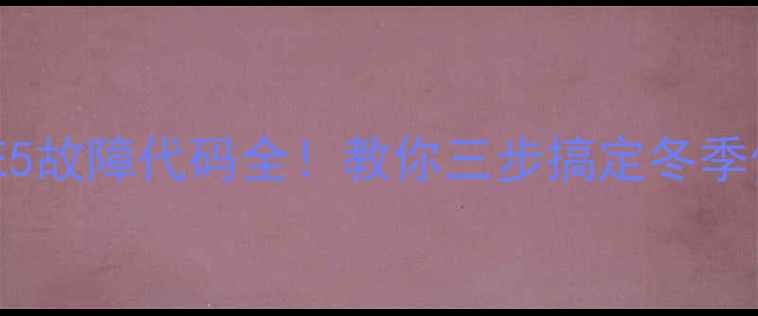 图片 燃气壁挂炉E5故障代码全！教你三步搞定冬季供暖问题🔥1