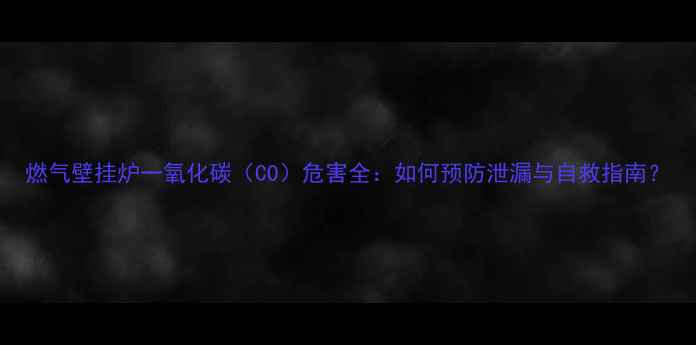 燃气壁挂炉一氧化碳CO危害全如何预防泄漏与自救指南