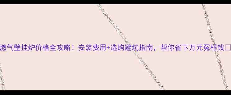 图片 燃气壁挂炉价格全攻略！安装费用+选购避坑指南，帮你省下万元冤枉钱💰