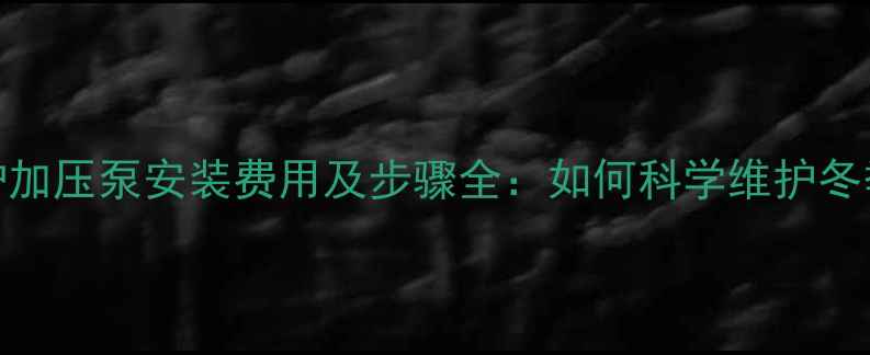 图片 燃气壁挂炉加压泵安装费用及步骤全：如何科学维护冬季供暖系统