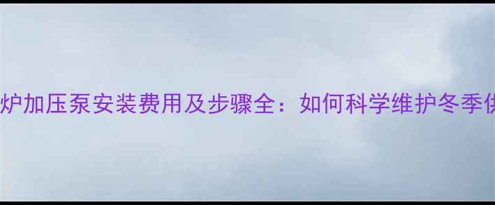 图片 燃气壁挂炉加压泵安装费用及步骤全：如何科学维护冬季供暖系统1