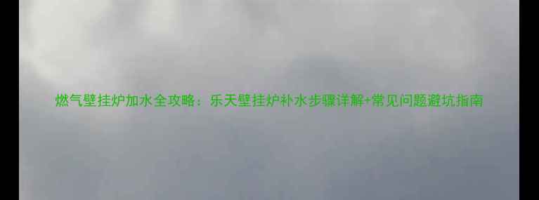 燃气壁挂炉加水全攻略乐天壁挂炉补水步骤详解常见问题避坑指南