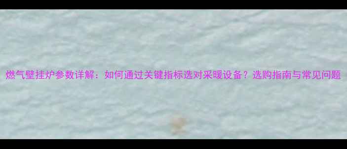 燃气壁挂炉参数详解如何通过关键指标选对采暖设备选购指南与常见问题